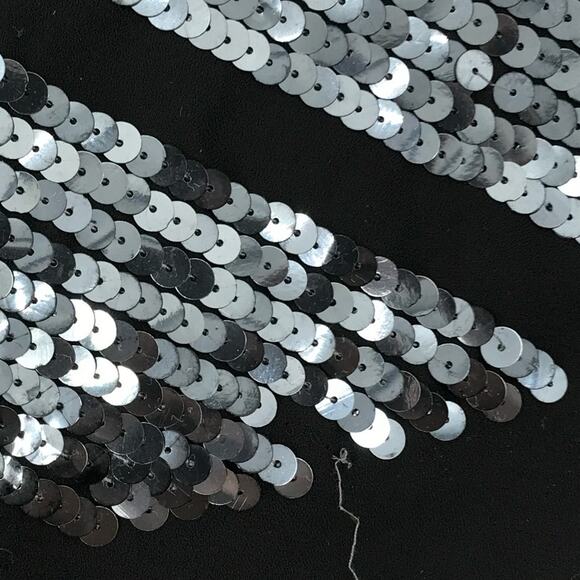 Club Monaco Black Blue Chevron Stripe Sequins A-Line Skirt Size 4 - Picture 4 of 10